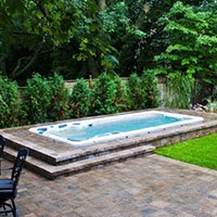 hydropool swim spa on pavers